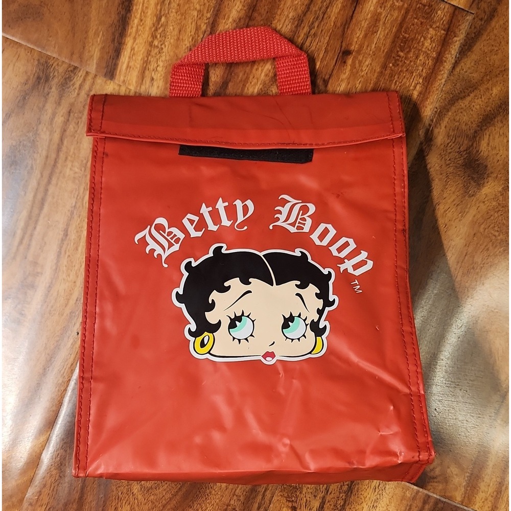 Vintage Betty Boop Insulated Lunch Bag Tote Red/Black Handle 8in H x 7in W